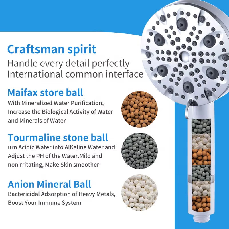 Water Saving Ionic Handheld High Pressure 10 Modes Adjustable Filter Shower Head with Additional Replacements