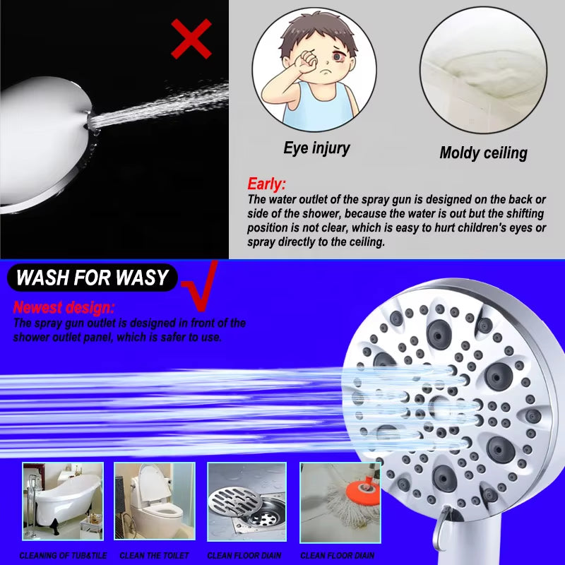 Water Saving Ionic Handheld High Pressure 10 Modes Adjustable Filter Shower Head with Additional Replacements